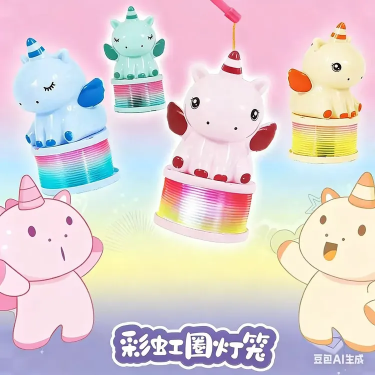 2026马年灯笼发光彩虹圈卡通过年手提灯笼发光弹力元宵节灯笼玩具