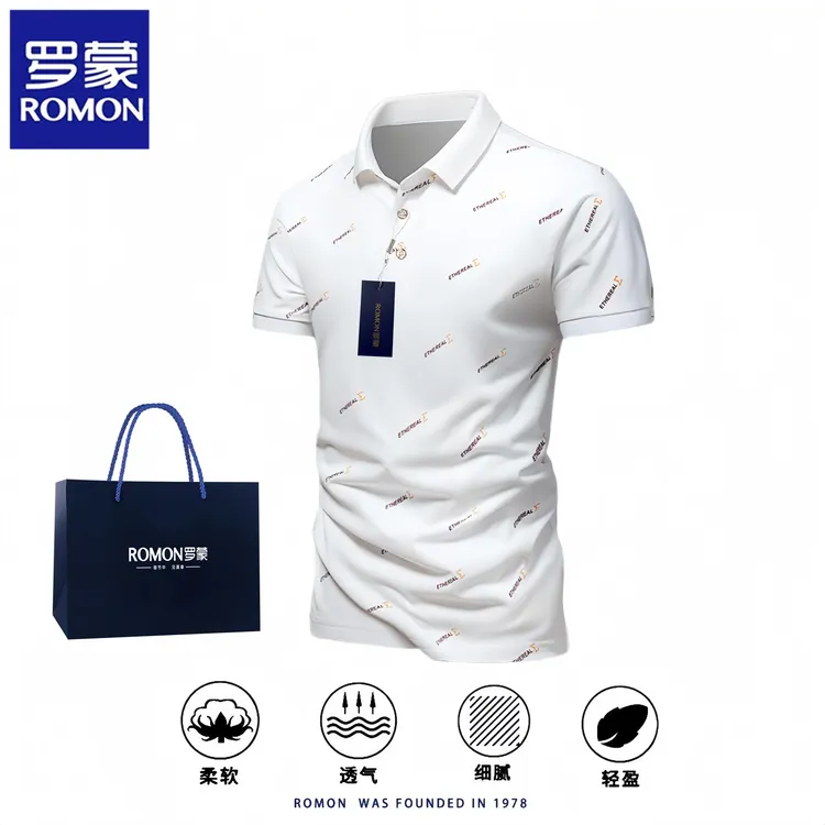 罗蒙夏季新款时尚男士短袖polo衫t恤翻领百搭半袖体恤上衣商务潮T