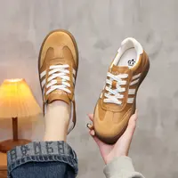 休闲板鞋拼色系带增高厚底休闲鞋舒适低跟女鞋轻奢小众小白鞋子