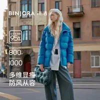 冰洁冬季保暖时尚百搭休闲收腰显瘦立领女士羽绒服J5400DI40D-Z