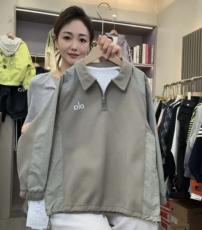 大掌柜男童秋款拼接半拉链POLO机车风卫衣2025新款儿童男孩痞帅