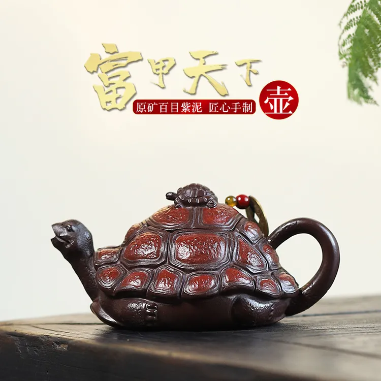 宜兴原矿百目紫泥全手工紫砂壶富甲天下茶壶创意泡茶器正宗紫砂壶