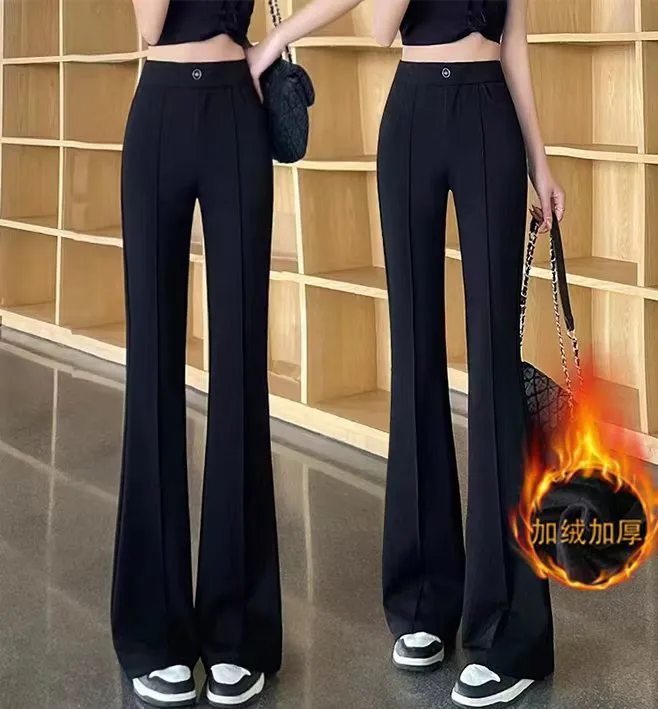 微喇裤女2025秋冬新款韩版时尚黑色百搭休闲喇叭裤40岁减龄穿搭