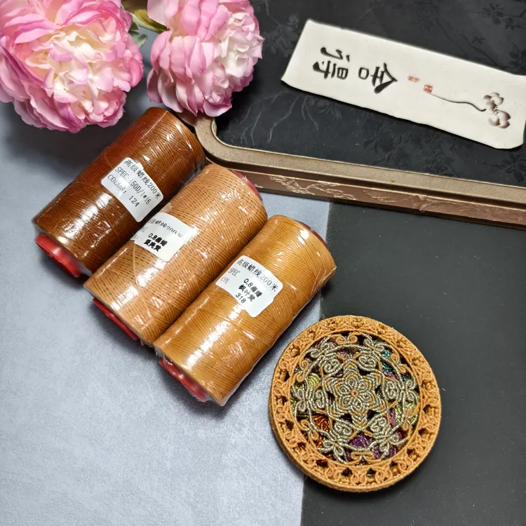 中秋月饼扁蜡线一卷200米黄咖色系手工编绳适用不同粗细扁蜡线