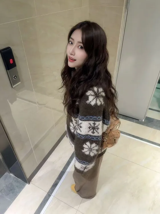 2025秋冬新款高级感韩系氛围感宽松费尔岛针织衫毛衣百搭阔腿裤