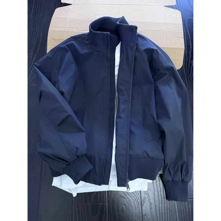 藏青色cleanfit飞行夹克男秋冬季三防棉服美式高级感痞帅立领外套