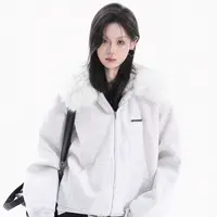 C25#某宝2张！巨厚实！高级感男女毛领连帽外套冬季羊羔绒保暖棉衣