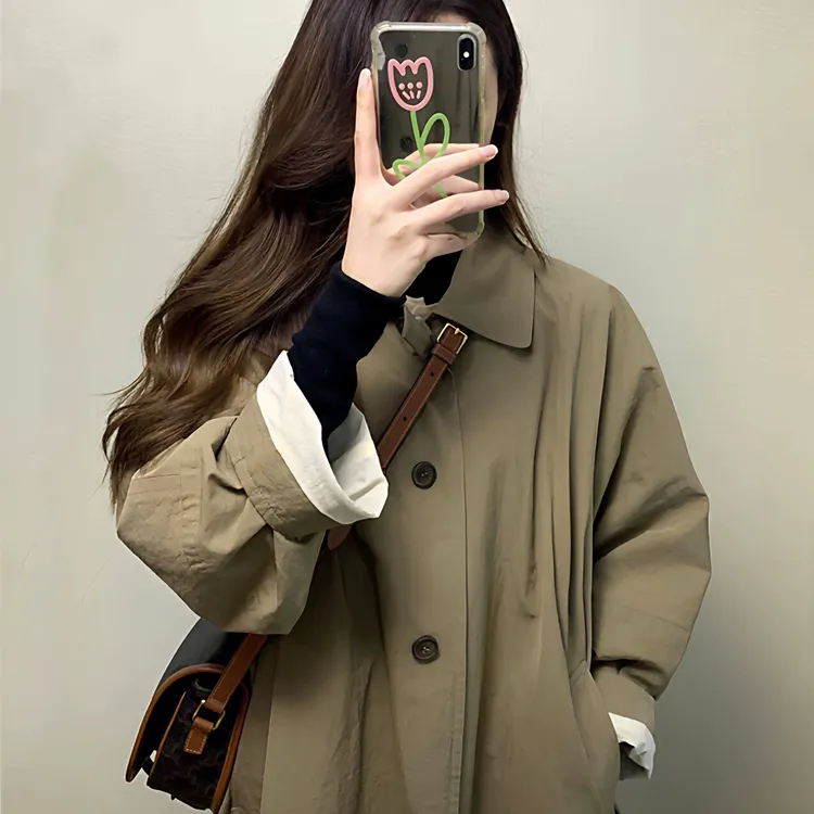 风衣外套女高级感2025秋季新款中长款卡其色巨好看的小个子正流行