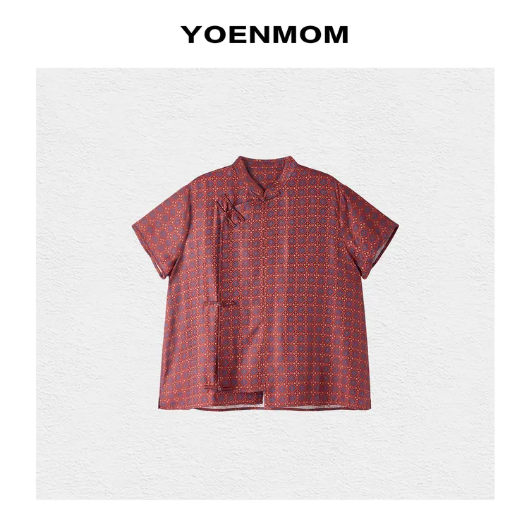 YOENMOM·花盏小序·100桑蚕丝香云纱国风琵琶襟温婉内敛正肩上衣