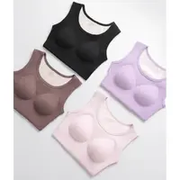 山茶花加绒加厚女士背心保暖带胸垫上衣