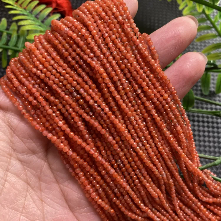 【大刘珠宝】天然南红小米珠链半成品直径2mm长37mm编绳散珠多样性