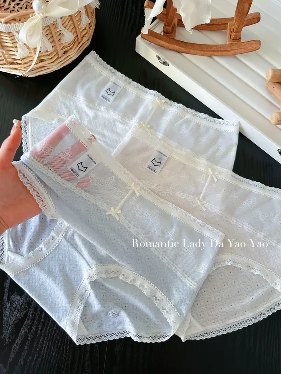 【眠眠春晓】女士粘胶纤维莫代尔拼接法式复古蕾丝女士内裤