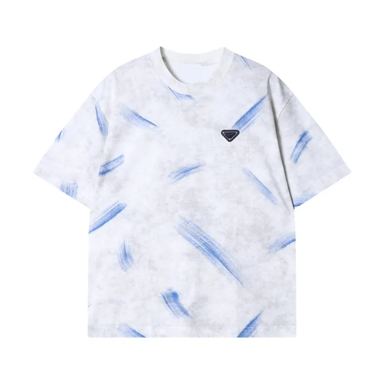 夏季新款时尚个性美式扎染彩印倒三角短袖T恤高级感痞帅百搭上衣