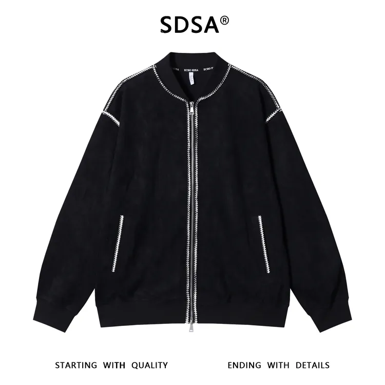 SDSA男士秋冬新款痞帅男装韩版撞色缝线棒球领卫衣外套百搭时尚