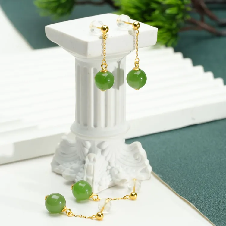 【小北严选】S925银和田玉耳钉约8mm【多样性发一件】-BH10X985