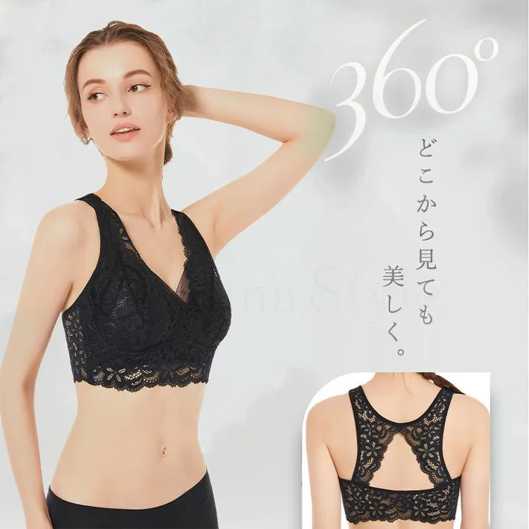 Alina Style 日系新款洛蝶美背镂空内衣女聚拢透气无钢圈T