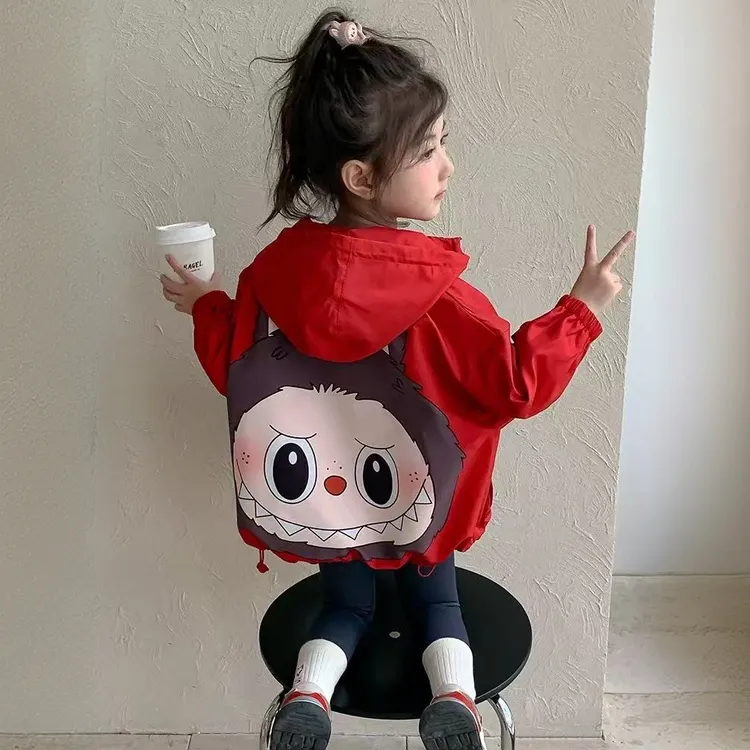 女童外套2025秋季新款女宝早秋连帽上衣洋气卡通秋装儿童冲锋衣潮