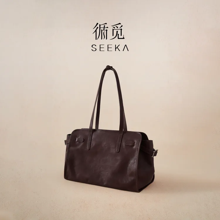 循觅本真 时光托特包植鞣头层牛皮新款通勤单肩斜挎包送生日礼物