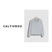 Caltivrou时尚花瓣蕾丝领柔软亲肤气质针织衫-Y18869