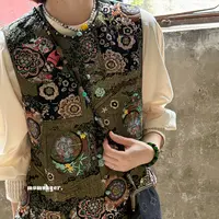 MUMUBYER • “花满林”100真丝重工刺绣手工盘扣龟裂纹夹棉马夹