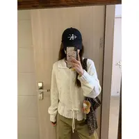 《韩系松弛感》奶油杏绑带收腰设计感针织开衫毛衣女镂空长袖针织衫