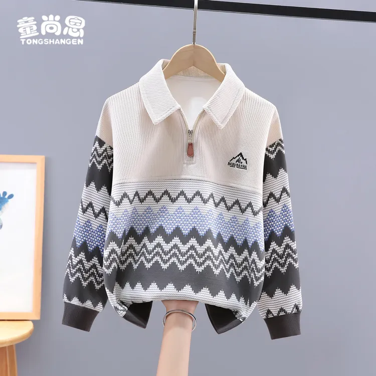 儿童卫衣春秋款2025新款男童衣服大童Polo领上衣男孩帅气炸街童装