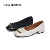 【谢亚平专属】Cask Knitter 880962 低跟秋季百搭皮女真皮方头鞋