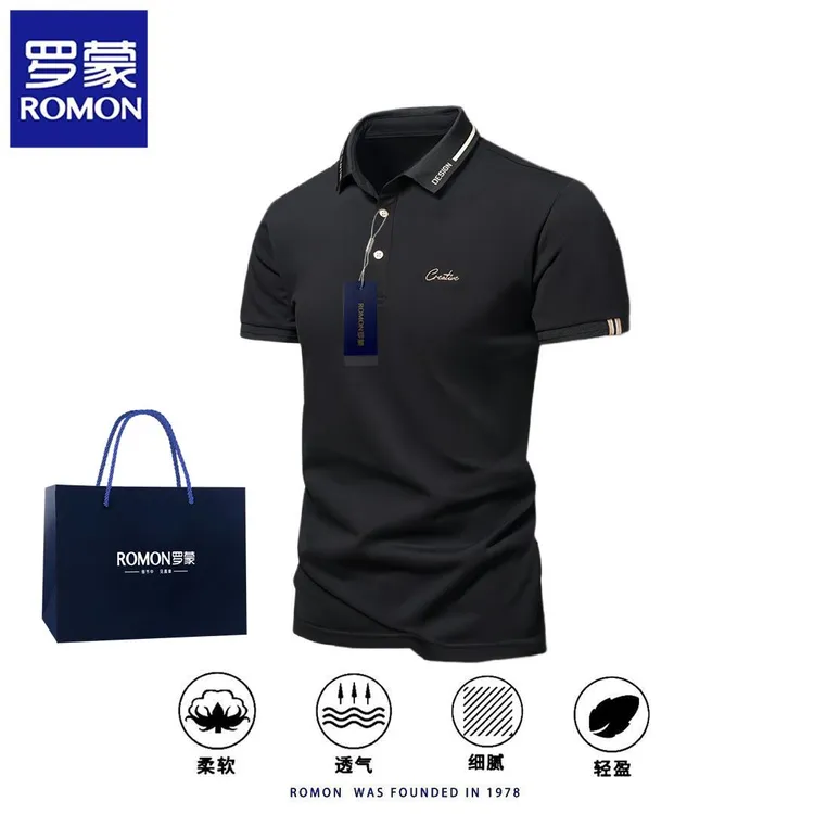 罗蒙夏季新款时尚短袖男士POLO衫商务t恤男装翻领休闲半袖上衣潮T