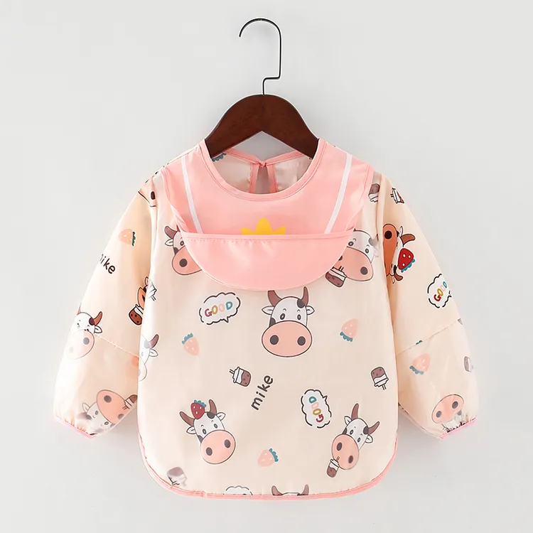 宝宝吃饭罩衣围兜女童纯棉防水防脏婴儿饭兜男儿童围裙小孩反穿衣