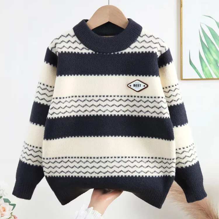 儿童毛衣男童秋冬2025新款纯色洋气中大童针织衫男孩加厚针织衫