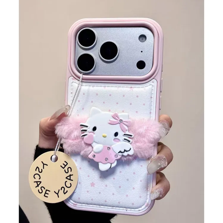 白底粉波点适用苹果17手机壳13/14ProMax卡通iPhone16/INS风17P