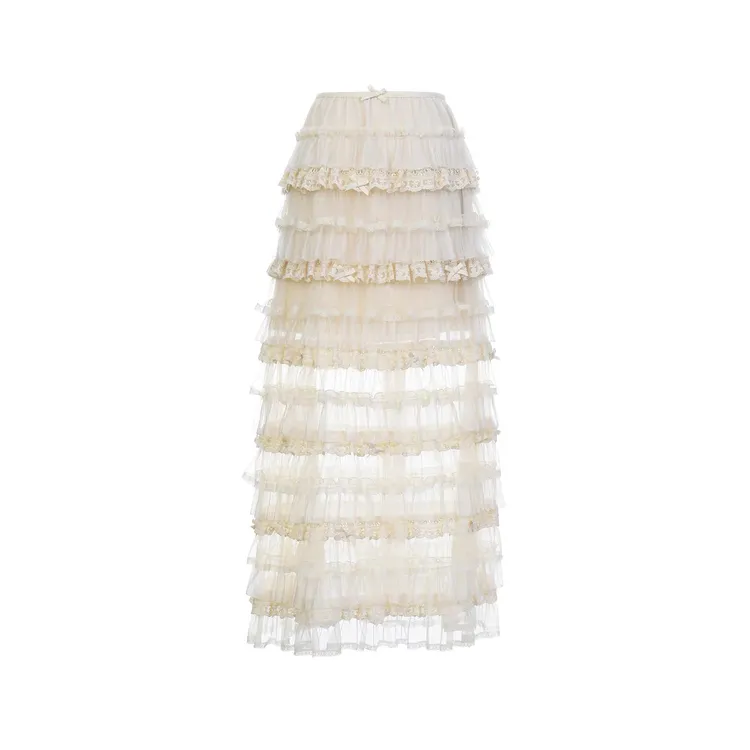 LeFame/拉飞姆早春新款甜美风蕾丝蛋糕半身裙LF26C21SS289