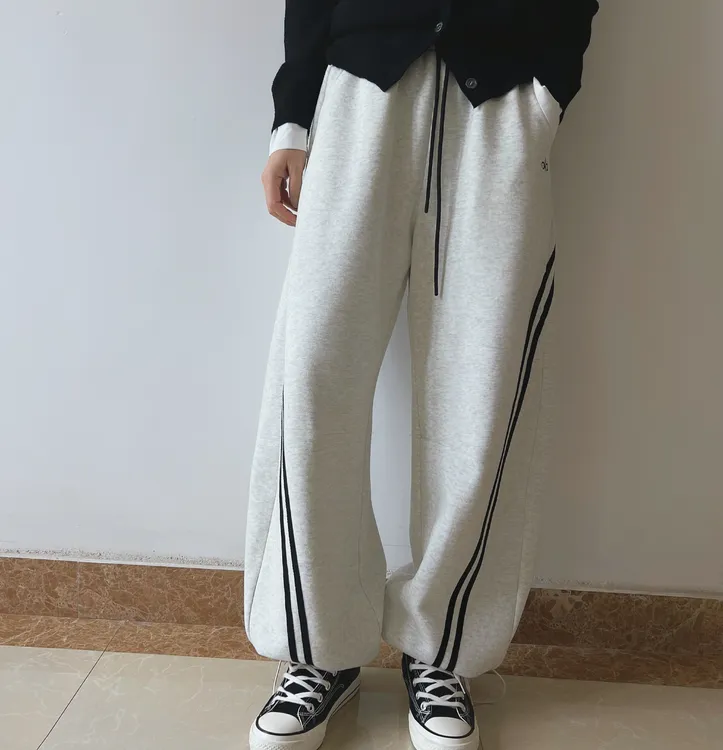 【秀秀新品3】抽绳加绒加厚侧条运动休闲卫裤