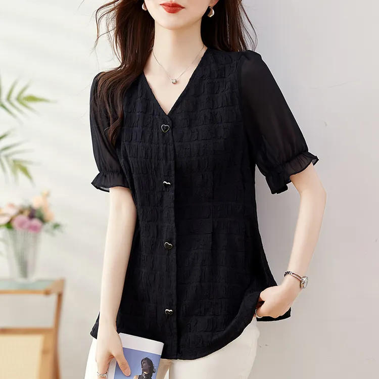大码女装2025夏季新款法式做旧遮肉衬衫女胖mm时尚显瘦遮肚上衣