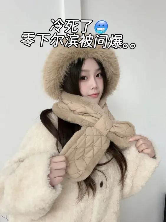 新款三防冬季秋冬毛绒保暖帽冬天网红护耳帽防风帽子女款冬季保暖