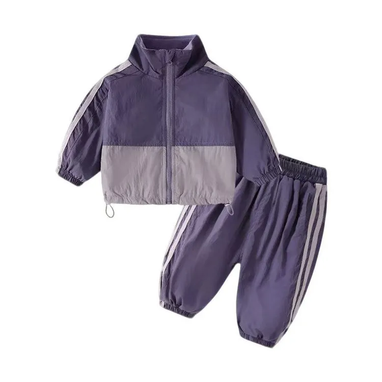  儿童加绒冲锋衣套装2025新款秋冬季男女童外套宝宝运动两件套潮