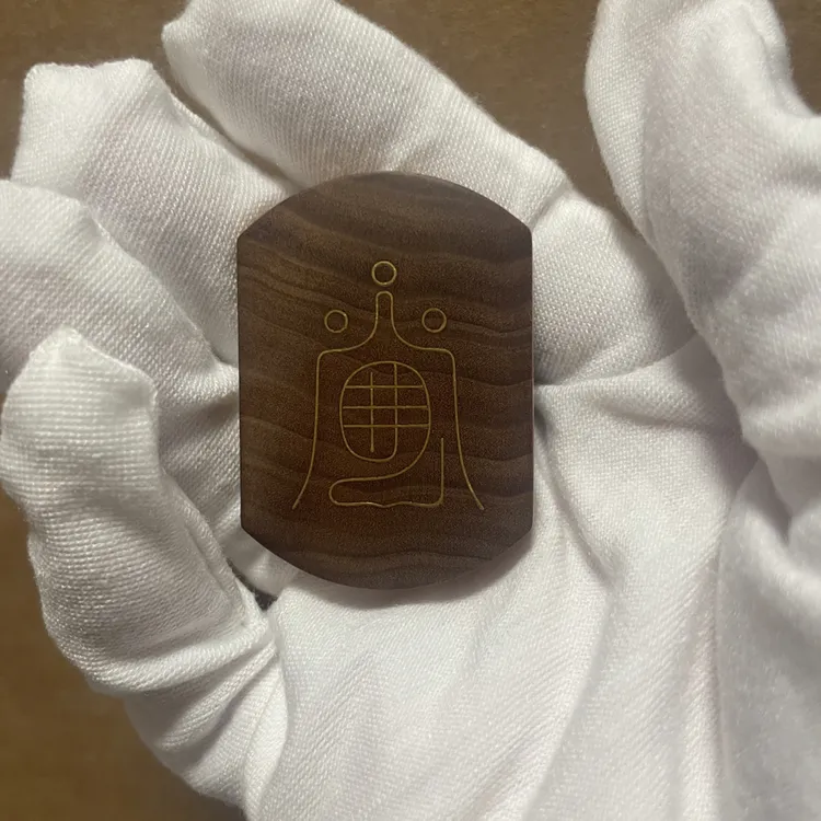 平安无事牌双面镶嵌24k金和银保真印度迈索尔老山檀香定制款