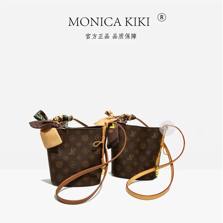 高级感通勤轻奢单肩斜跨腋下印花水桶小众设计女士包包印花百搭包