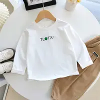 2025秋季儿童短袖T恤百搭打底衫春秋新款男童女童装宝宝圆领上衣