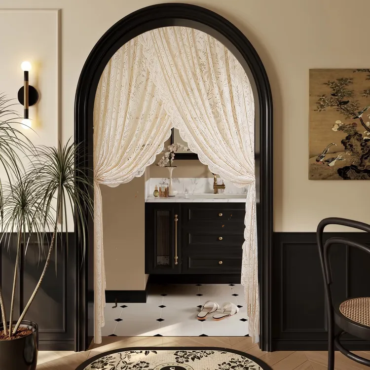 氛围感家居月枝影交叉门帘窗帘隔断帘免打孔魔术贴安装卧室厨房