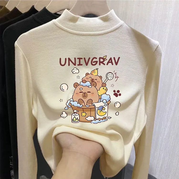 男童德绒长袖春秋装2025圆领新款卡通印花春秋中大童圆领休闲上衣