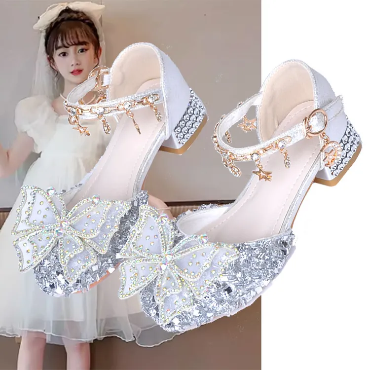 儿童小皮鞋女4岁公主鞋5爱莎鞋6789岁小女孩单鞋长裙网纱春秋季的