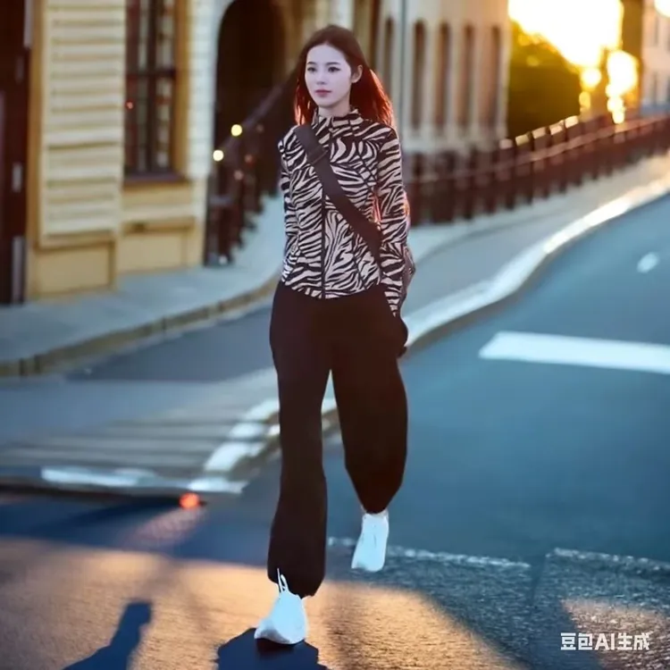 休闲时尚运动加绒豹纹套装小众炸街高级感新款冬季炸街一整套女装