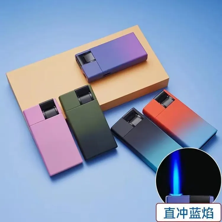 网红经典款下拉式直冲防风打火机定制订做印字金属耐用创意可充气