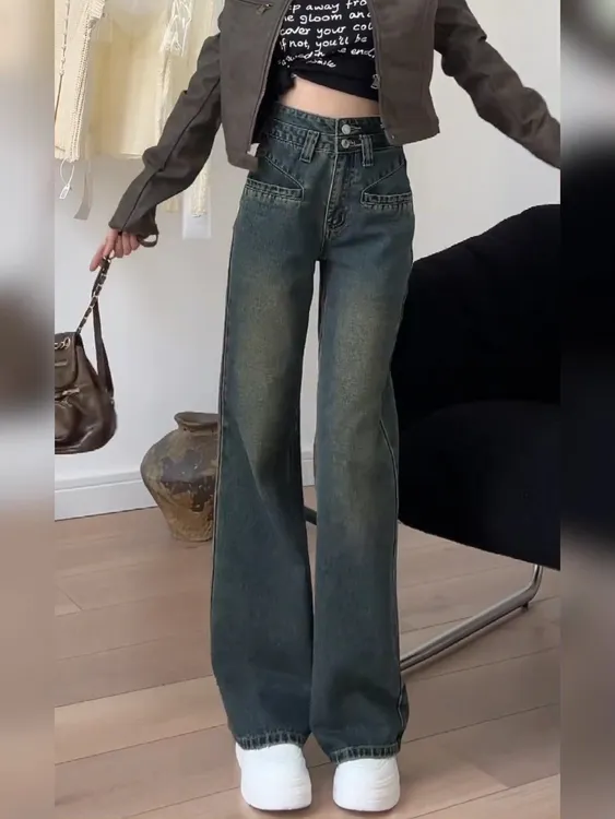 微喇裤女早秋2025新款牛仔裤胖mm大码显瘦梨形身材高腰阔腿喇叭裤