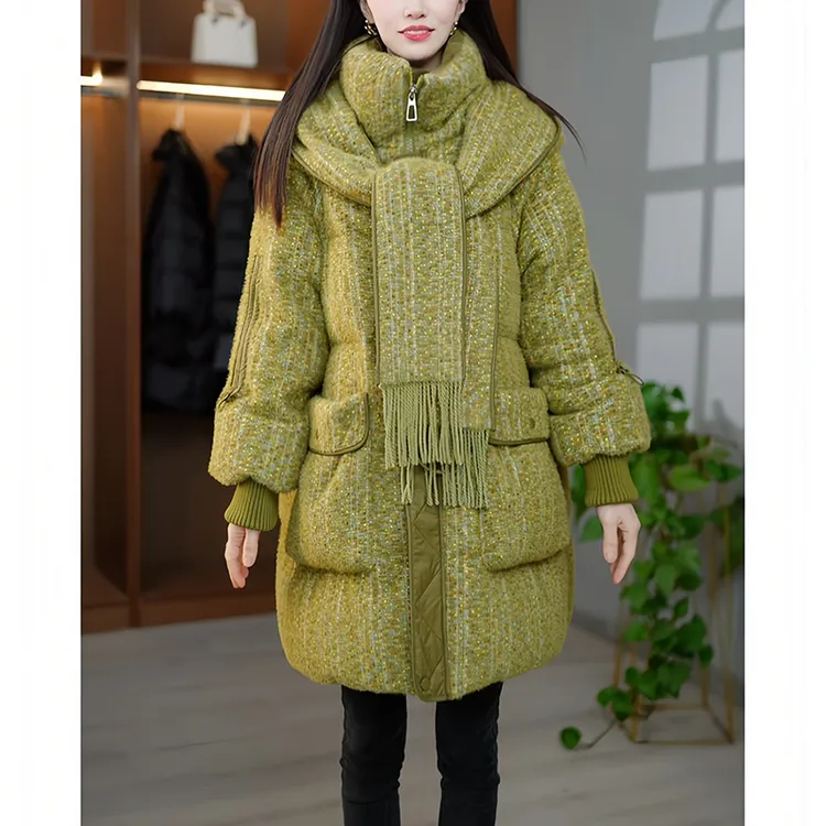 小个子适配中长棉服百搭女2025冬季新款保暖显白高级质感通勤外套