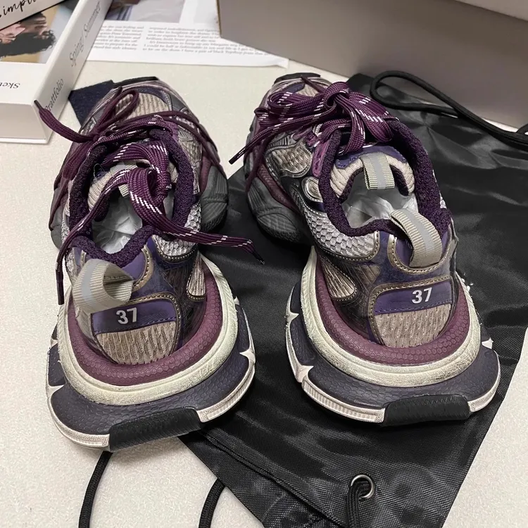 正品巴黎3xl老爹鞋紫色做旧男女款2025爆款百搭增高厚底运动鞋子
