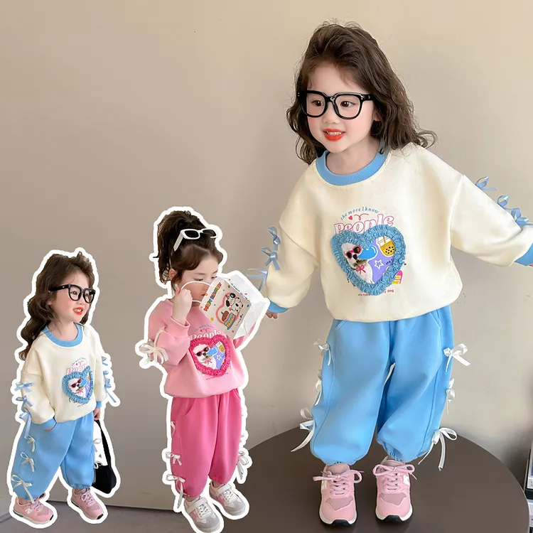 女童休闲套装2025新款儿童春秋装洋气时髦女宝宝春季卫衣两件套潮