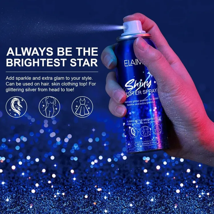 跨境现货亮晶晶闪粉喷雾身体头发高光闪粉喷雾婚礼网红夜美妆工具