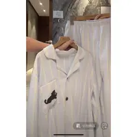 徐秋阳 条纹黑猫睡衣   秋季新款百搭时尚休闲显瘦睡衣套装